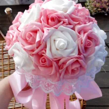 Пользовательский цвет роза подобный цвет Ленты Стежка Свадебные букеты свадебные букеты невесты