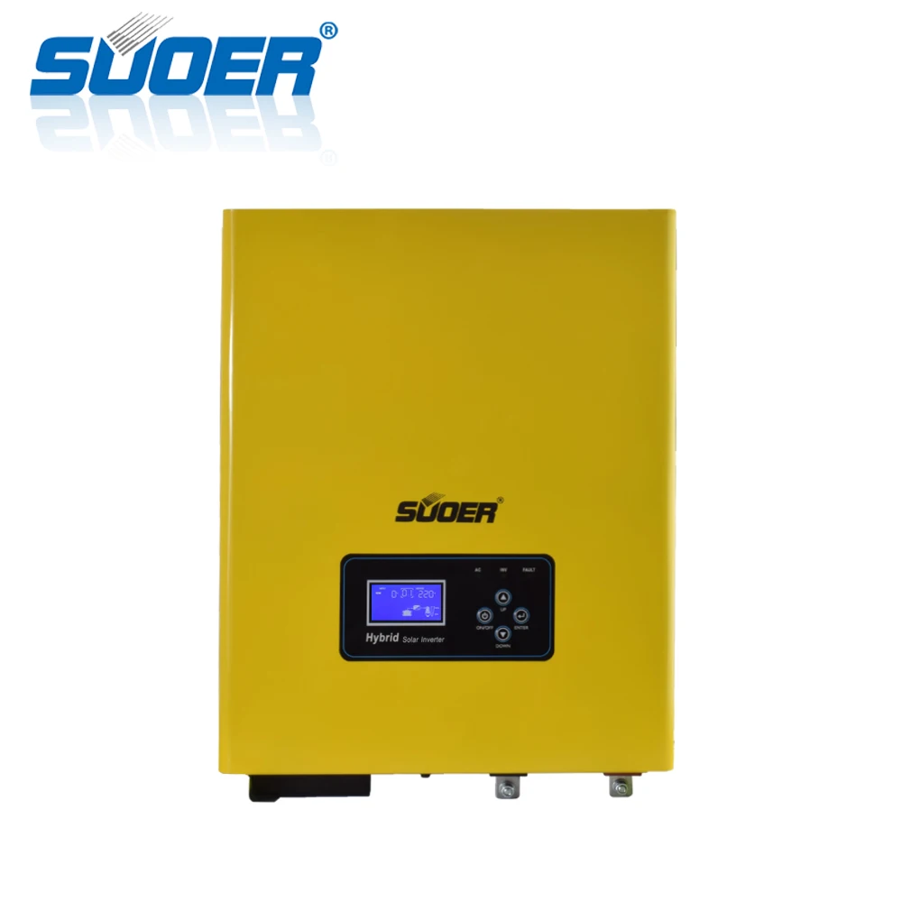 

Suoer 24V DC to 220V AC 3KVA Pure Sine Wave Off Grid Hybrid Solar Inverter with 50A Charger and PWM Solar Controller (PL-3KVA)
