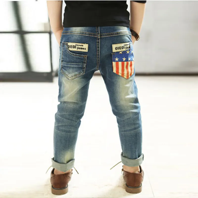 Повседневные джинсовые брюки для мальчиков Infantil осенние джинсы Garcon одежда для детей ковбойский жакет из джинсовой ткани для малышей штаны для маленьких мальчиков