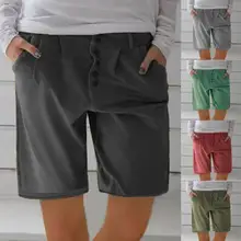 Модные женские шорты, однотонные хлопковые и льняные карманы, повседневные винтажные потертые короткие штаны, взрывные хлопковые и льняные элементы