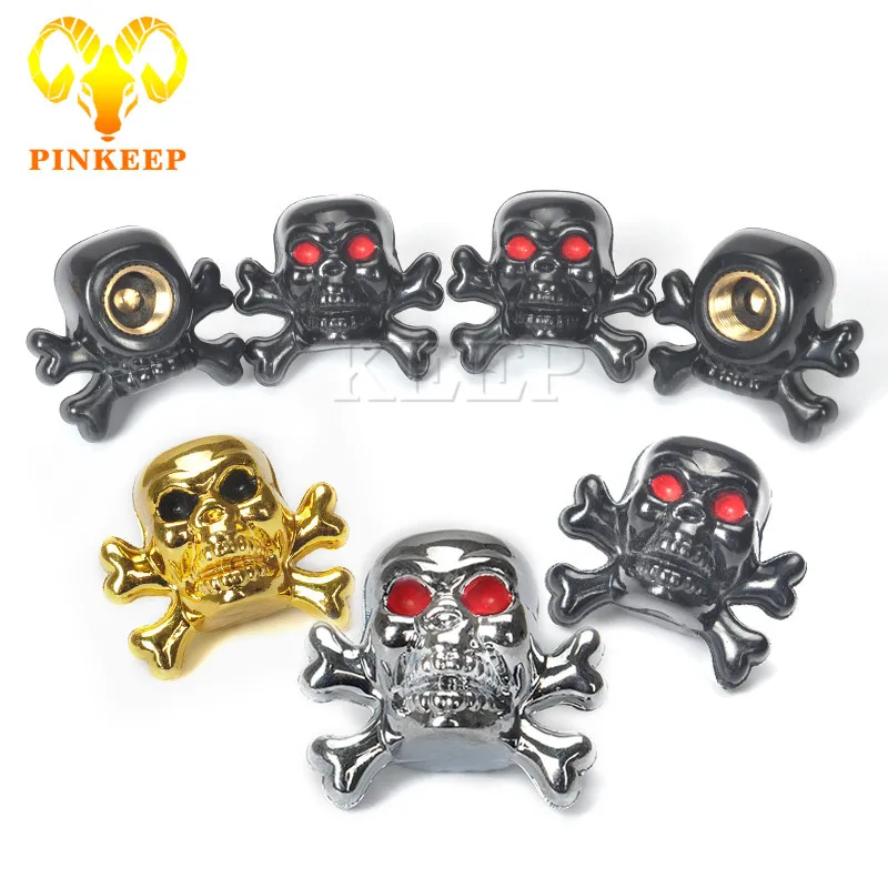 

4Pcs Universal Skull Car Wheel Rim Tire Valve Cap Bike Motorcycle Tyre Stems Air Cap Airtight Cover For Mercedes BMW Accessories
