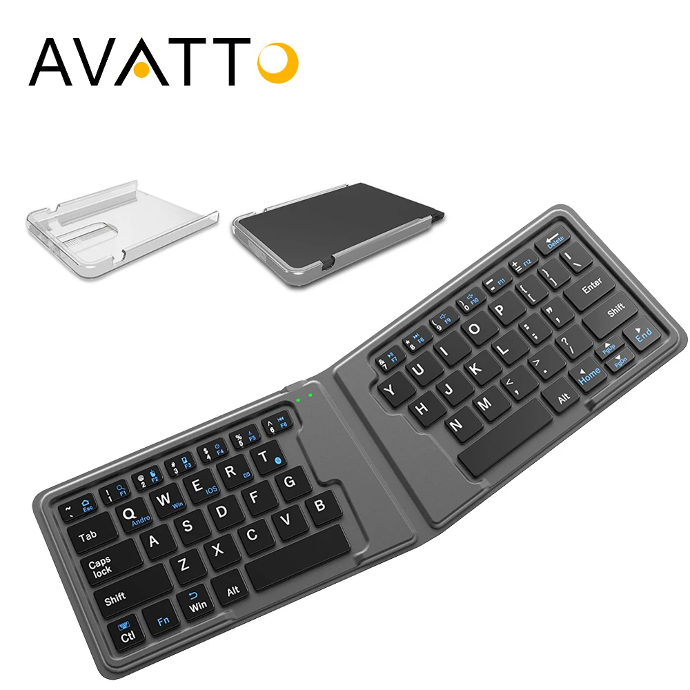 [AVATTO] Travel Leather Folding Mini Keyboard with Bluetooth Foldable
