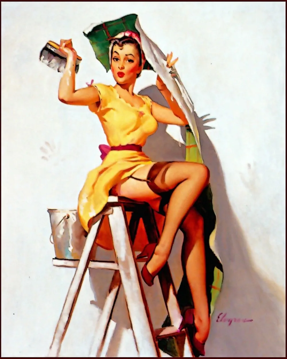 Home Decor Retro Gil Elvgren Pinup Girl 1-Silk Art Poster Wall Sicker Decoration Gift