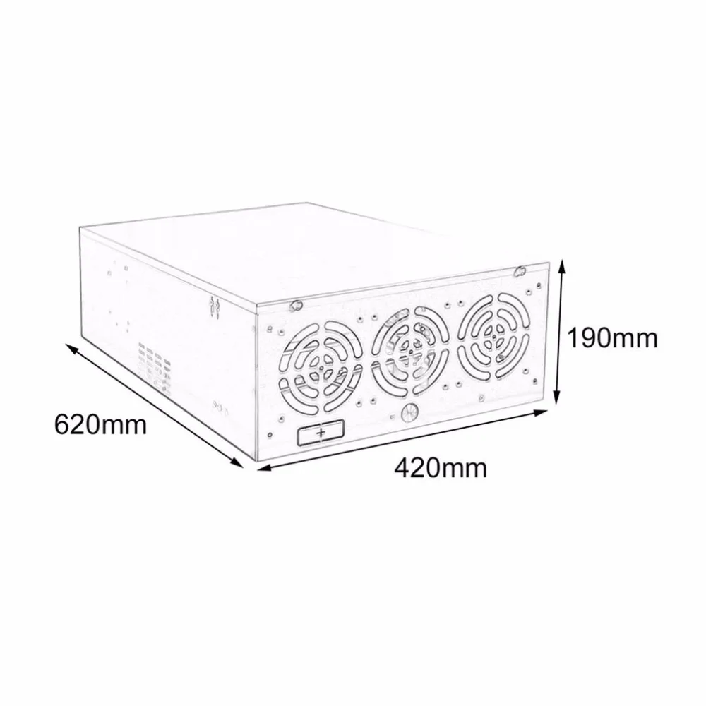 Crypto Coin Open Air Mining Frame Rig Graphics Case ATX Fit 6/8 GPU Ethereum ETH ETC ZEC XMR Magnalium Alloy 5 Fans