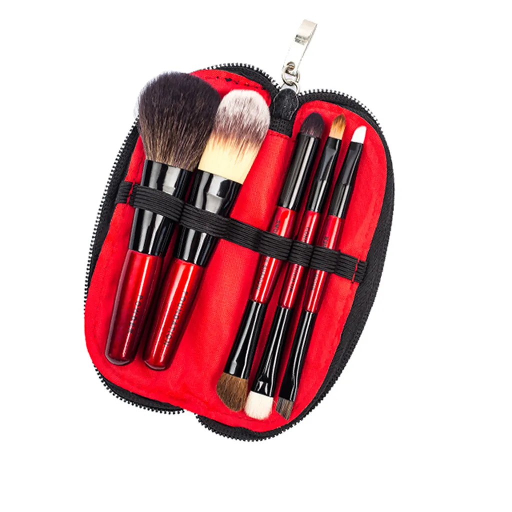 

High Recommend 5Pcs Goat Hair Makeup Brush Set Cosmetic Tool Powder Cheek Eyeshadow Eyeliner Brow Tool Gift Dropshipping