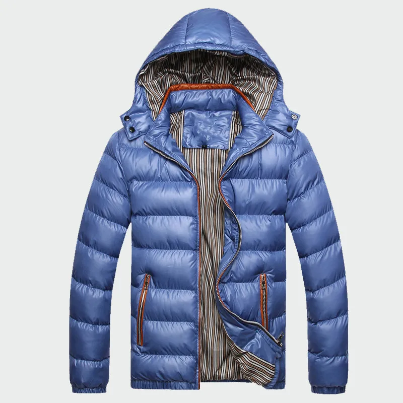 Зимние мужские пальто, теплые толстые мужские куртки, стеганые повседневные парки с капюшоном, мужские пальто, Мужская брендовая одежда, L-7XL ML053 - Цвет: Blue