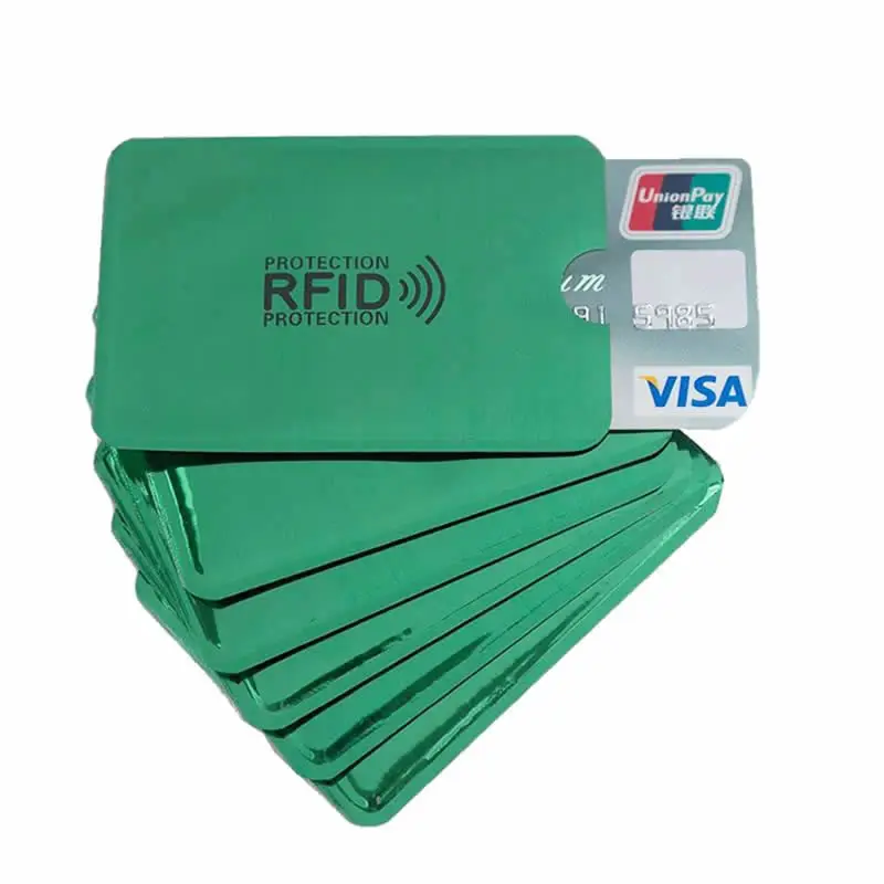 Зеленый лазер металлический кредитный Анти Rfid кошелек Блокировка ридер замок Защита алюминиевый банк держатель для карт ID банковский чехол для карт бизнес