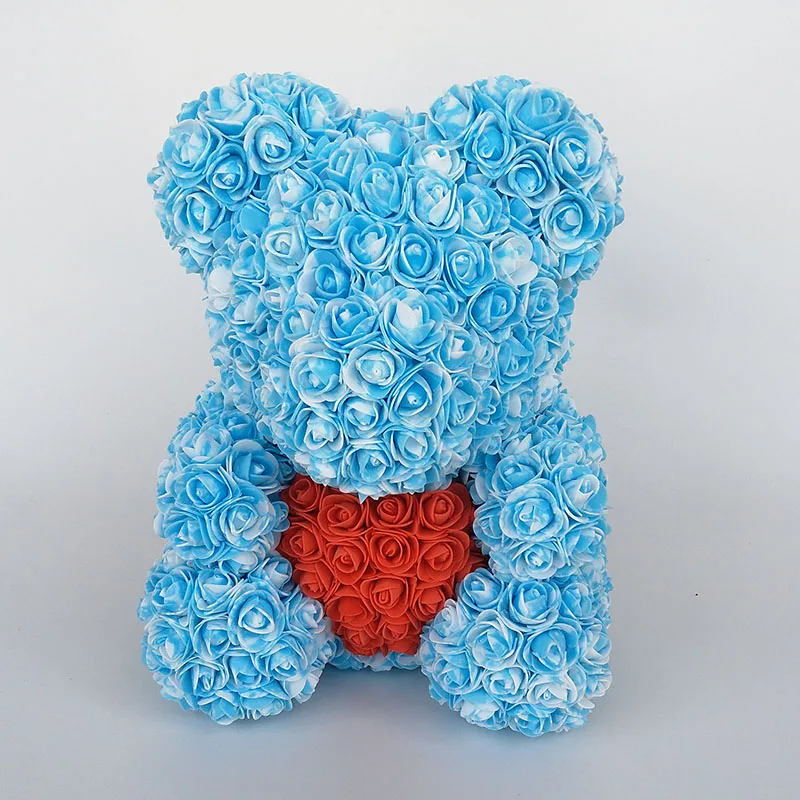 Плюшевый медведь Роза медведь с сердцем искусственные розы Пена Розы Цветок День святого Валентина подарки День матери 35 см цветы