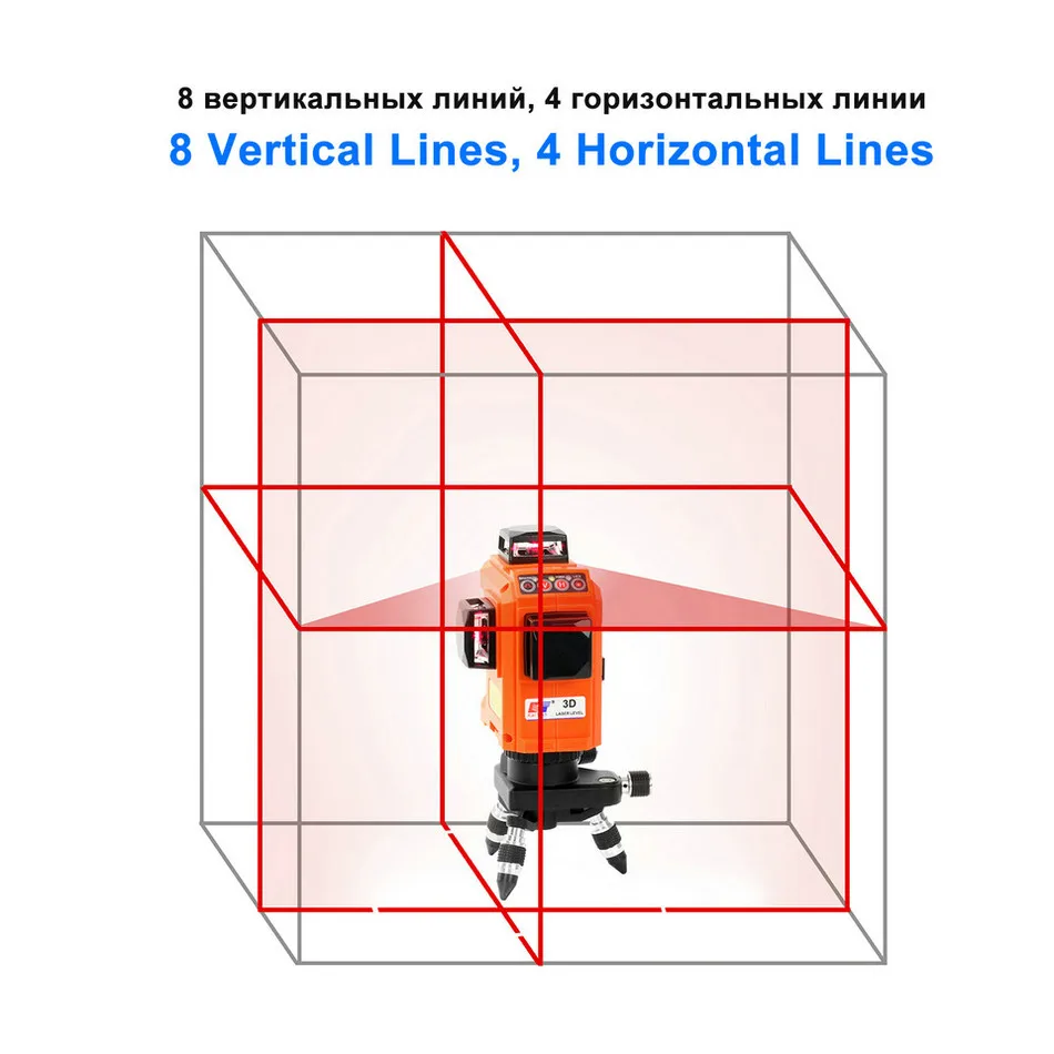 Kaitian 3D лазерный уровень 12 линий штатив самонивелирующийся супер мощный 360 горизонтальный кронштейн вертикальные лазеры красная линия лазерный уровень