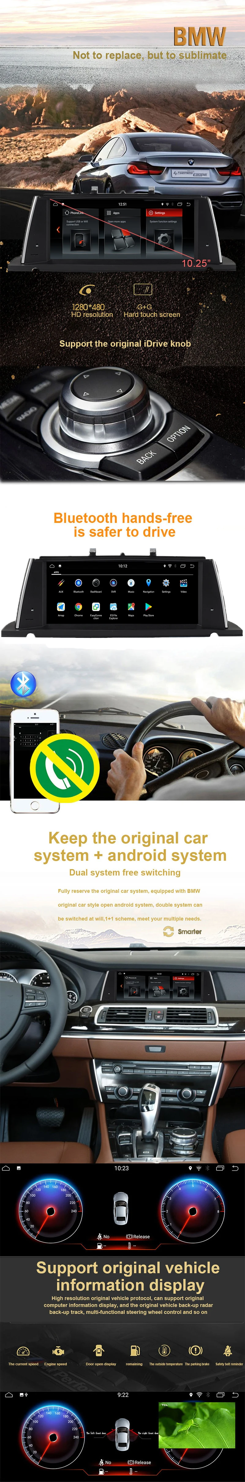 Cheap Auto Radio Multimedia Player for BMW 5 series F07 GT 2011 2012 CIC System 10.25" Android 8.1 PX6 Wifi BT Vehicle GPS Navigation 3