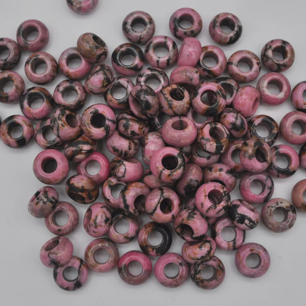 14 мм Rhodonite драгоценный камень большое отверстие свободные бусины амулеты