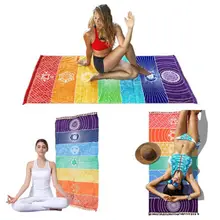 Summer Wall Mandala Tapestry Rainbow Stripes Grassland Yoga Beach Mat Pocket Squares