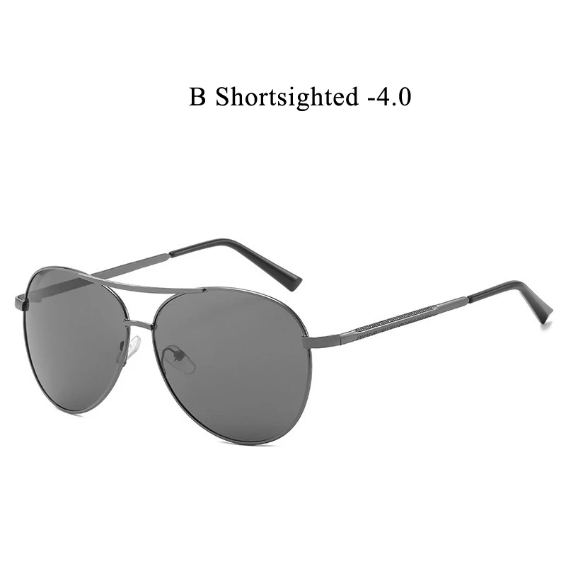 Zilead мужские Металлические поляризованные очки для близорукости и солнцезащитные очки пилота для вождения близорукие очки для мужчин - Цвет оправы: B myopia 4.0