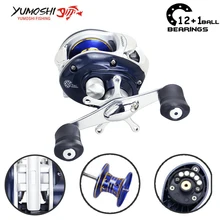 Yumoshi мультипликаторная катушка 6.3: 1 12+1BB все для рыбалки фидер катушка рыболовная катушки рыболовные правой и левой Baitcasting катушка Рыболовные катушки тормоз литья приманки катушки рыбалка зимняя