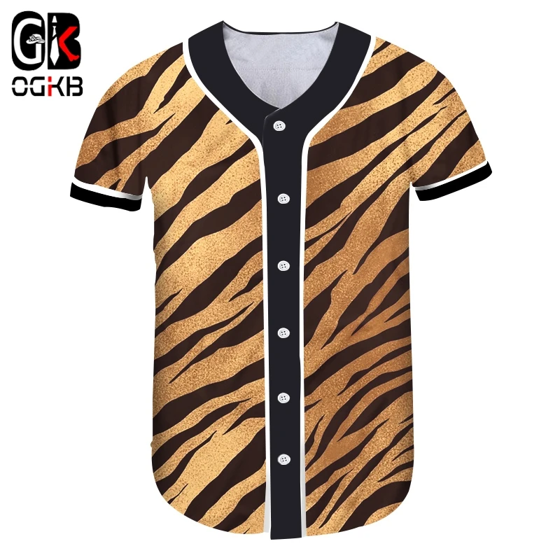 

OGKB Women Short-sleeved Shirt Fashion Black White Leopard Print 3D Printed Trend Oversized 5XL Clothing Lady Baseball Shirt