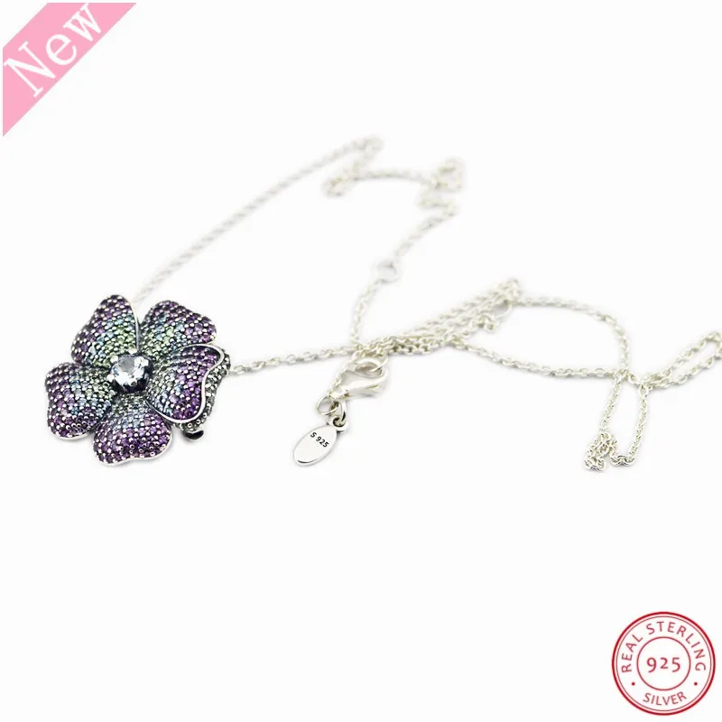 Весна 2018 новинка разноцветный кулон Fragaria cut CZ glorous Bloom 45 см длинные ожерелья для