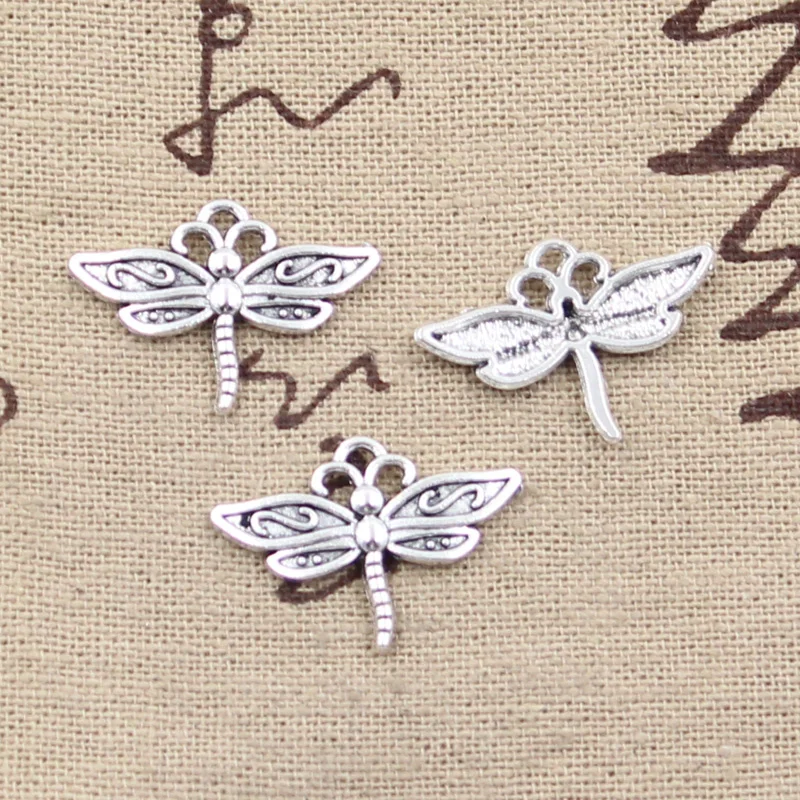 30pcs Charms dragonfly 16x22mm Antique Silver Plated Pendants Making DIY Handmade Tibetan Silver