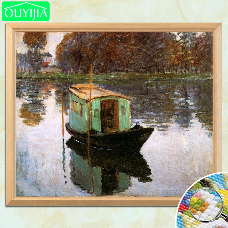 Claude Famous Painting "The Studio Boat" 5D DIY Diamond Painting Full Square Diamond