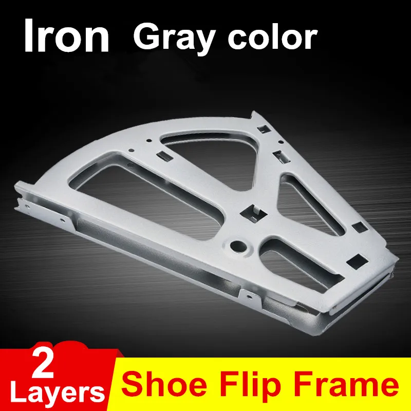 

1Pair Iron Shoe Rack Flip Frame 2 Layers option Gray Color Hidden Hinge