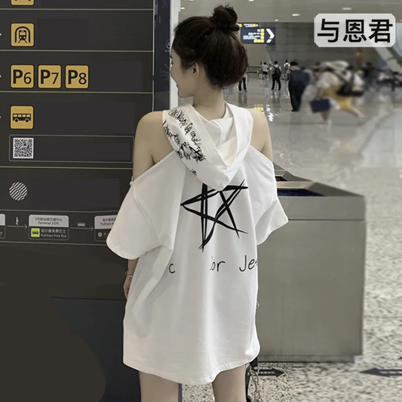 

White Designer Women T-shirt Hollow Out Sleeve Streetwear Hooded Womens Shirts Woman Tshirt Sexy Casual Women T Shirt 9361