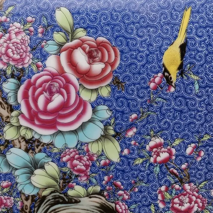 Qing Dynasty Qianlong год марка эмаль цветок и птица площадь большая ваза античный фарфор древняя фарфоровая коллекция