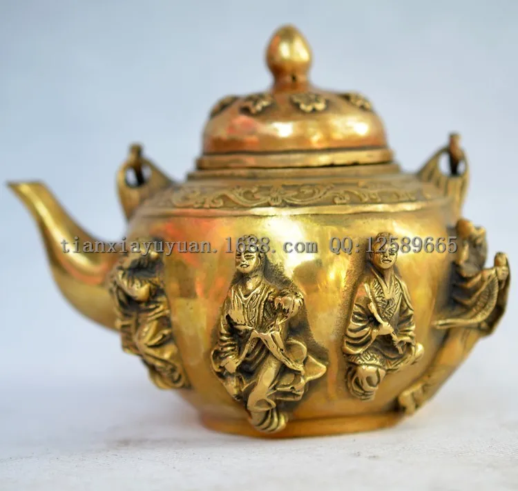 

Copper Sculpture Crafts Decoration Immortals Copper Wine Pot China Eight Immortals Lucky Tea Pot