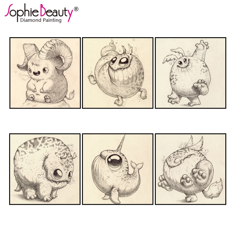 Sophie Beauty Home New Cute Animals Embroidery Diamond Painting Cross Stitch Picture Of Rhinestones Full Square Mosaic Art Kit |