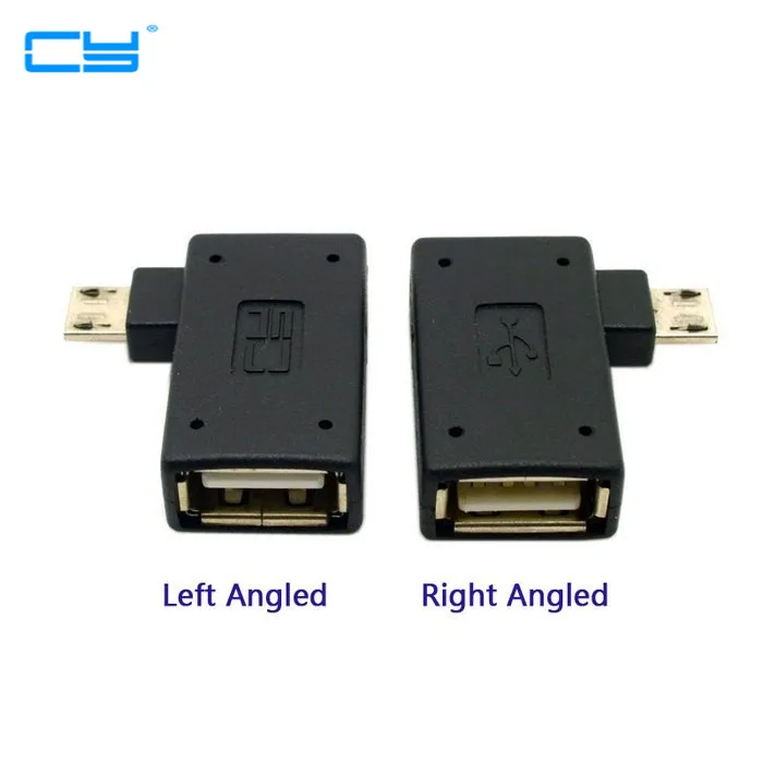 

2pcs 90 Degree Left & Right Angled Micro USB 2.0 OTG Host Adapter Connector Adaptor with USB Power for Tablet