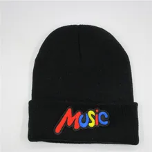 LDSLYJR хлопковая плотная вязаная шапка с музыкальной вышивкой, зимняя теплая шапка Skullies, шапка бини, шапка для мужчин и женщин 35