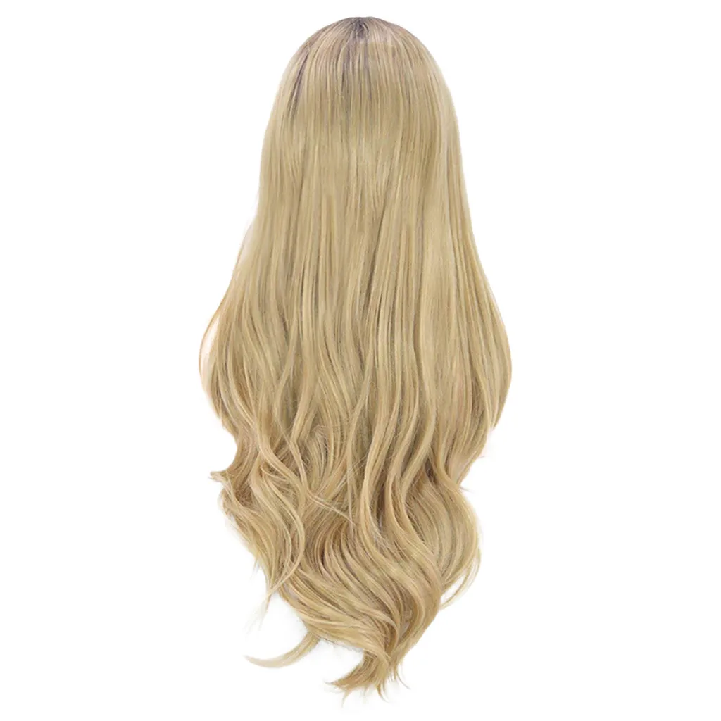 

Factory price 1pc Women Fashion Lady False Wig Gold Wave Daily Makeup Synthetic Lace Front Wigs 26 Inches Styling Tools Apr29