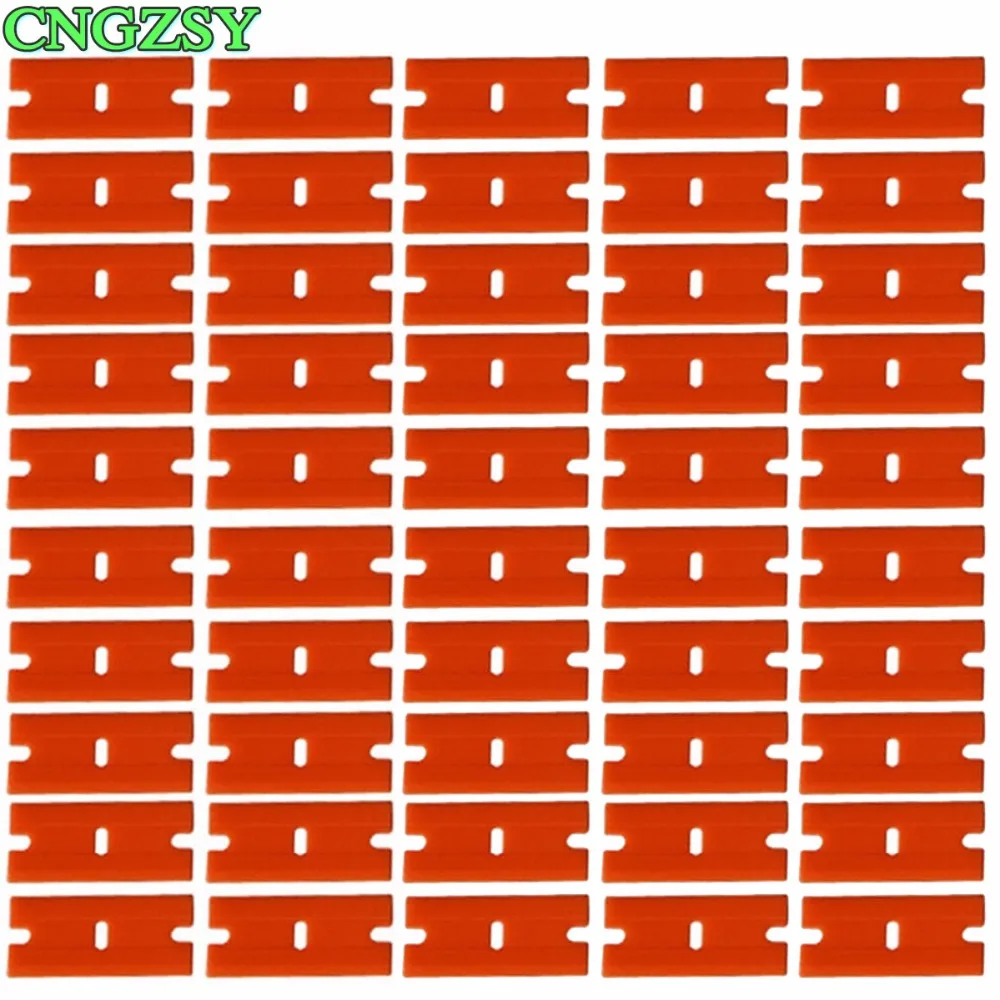 

50pcs Plastic Double Edged 1.5" Razor Blades Squeegee For Car Wrapping Window Tint Glue Remove Tools Vinyl Wrap Scraper E14-50P