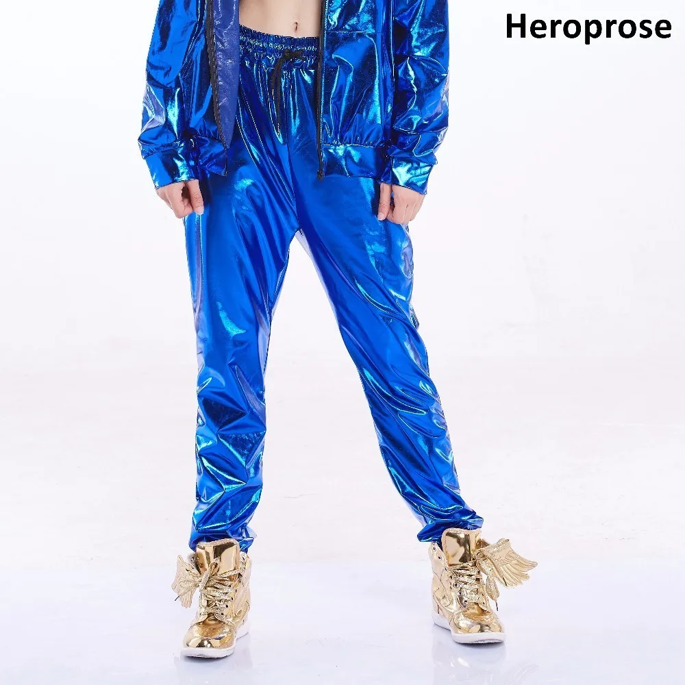 

Heroprose New Fashion trouser for women mid waist dance club street wear wide leg loose long bloomers blue hip hop harem pants