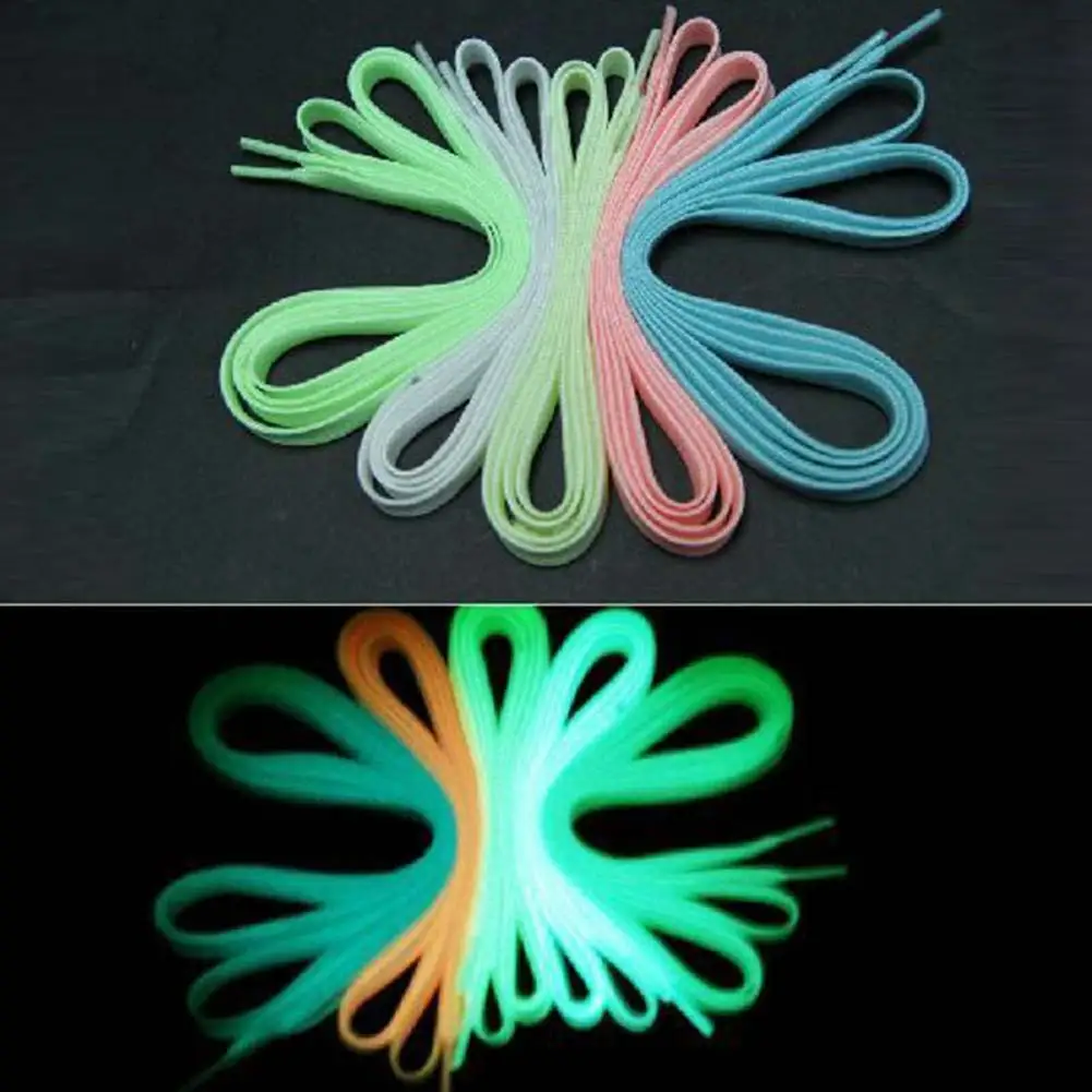 luminous shoelace glow in the dark color fluorescent shoelace Athletic Sport flat shoe laces