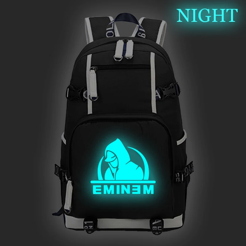 Rap God Eminem Fashion Luminous Backpack Boys Girls Schoolbags Printing Backpack Large Capacity Backpack Casual Travel Bag