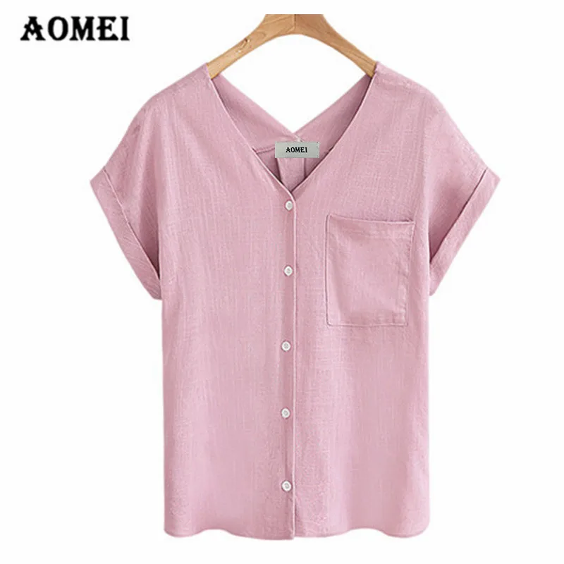 Buy Women Shirt Summer Pink T Shirt Ladies Tops Button