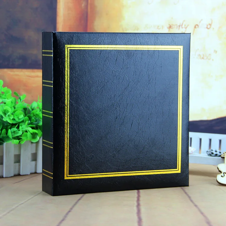 

Book Cover Packaging 200 Sheets Black Photo Album Scrapbook Interleaf Type Classical 6 Inch Sping Paper Photo Album Memo Record