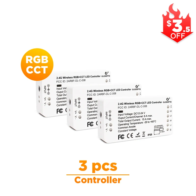 G светодиодный OPTO DC12-24V RGB+ CCT/rgbw Zigbee смарт-светодиодный пульт управления голосовым управлением с Echo plus smartThings ZIGBEE 3,0 HUB - Цвет: 3 Pcs RGB CCT