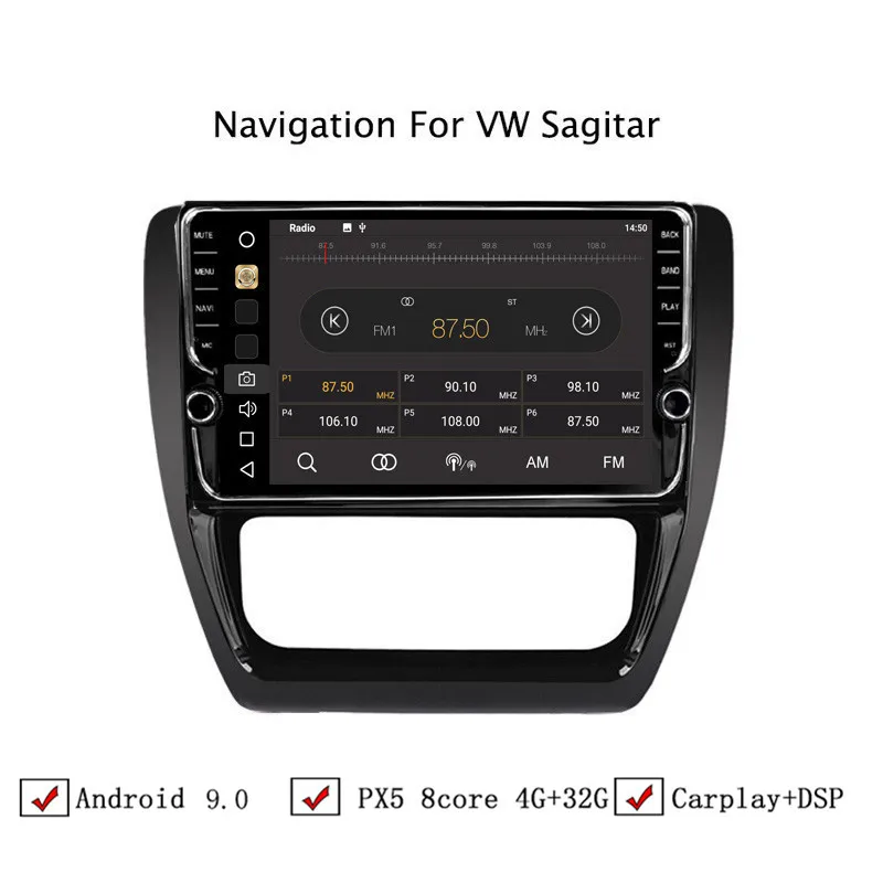 

10.1" 4G RAM 32G ROM Octa Core Android 9.0 Car GPS Navigation For VW Sagitar 2012 2013-2018 ,Top Car Accessories