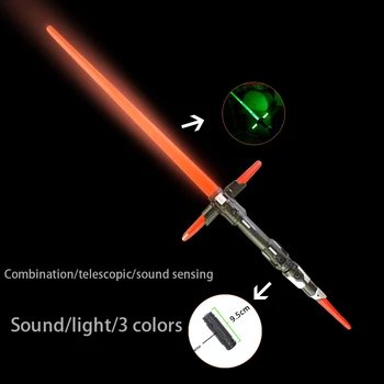 

2 Pieces Sound Lightsaber Cosplay Props Flashing Sword for Kids Double Light Saber Toy Sword for Boys Gifts Combination Toys
