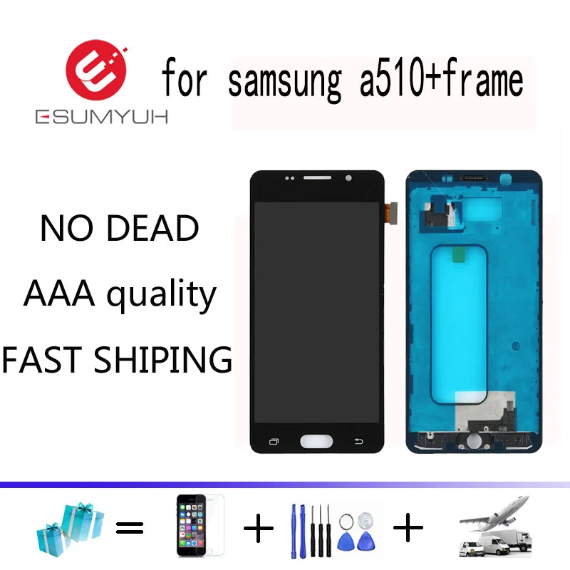 A510 ЖК-для samsung Galaxy A5 2016 A510M SM-A510F ЖК-дисплей сенсорный экран дигитайзер + рамка для lcd