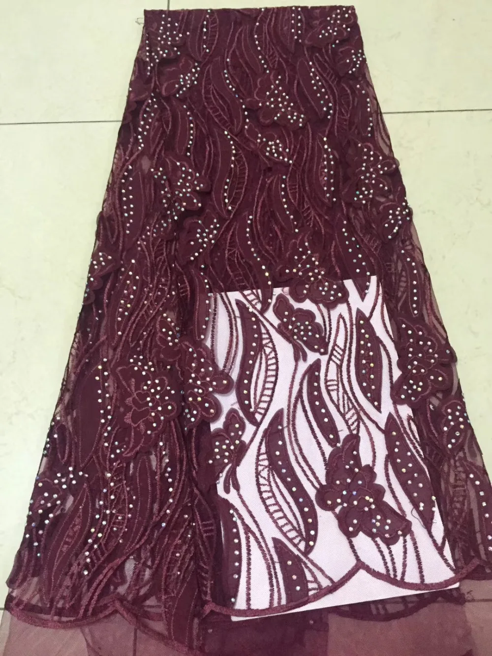 Wine Red Color African French Lace Fabric 2018 High Quality Mesh Soft