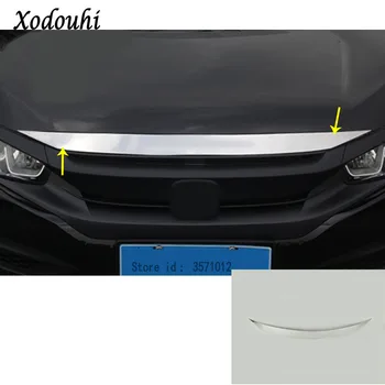 

Car ABS Chrome front engine Machine grille grill hoods hood stick lid trim frame 1pcs For Honda Civic 10th Sedan 2016 2017 2018