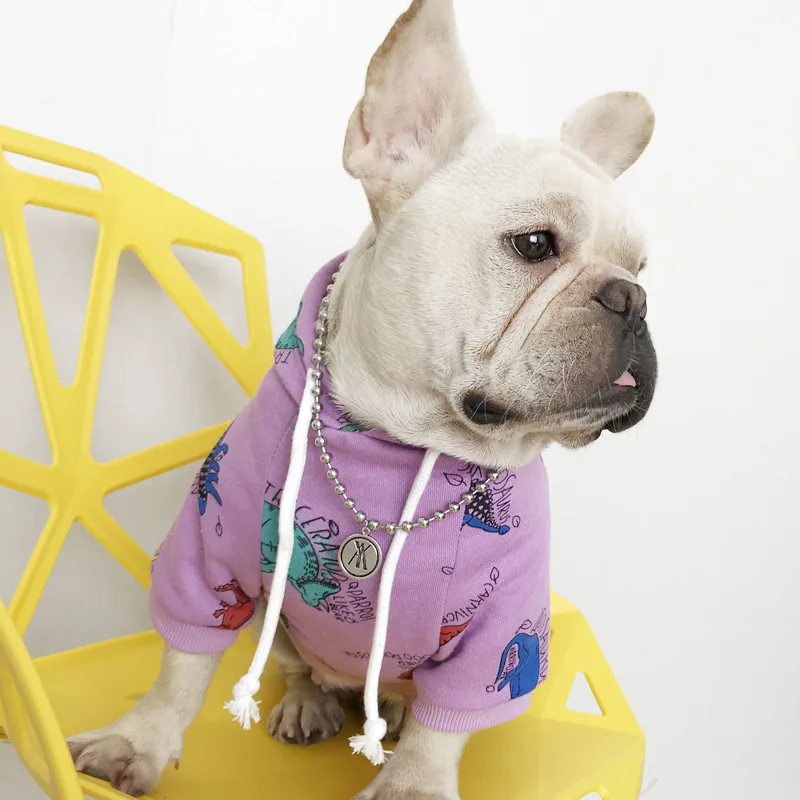

Adult-pet Pet Dog Winter Clothes for Small Dogs French Bulldog Hoodies Dinosaur Prints Clothing Chihuahua Warm Coat Pug Costume