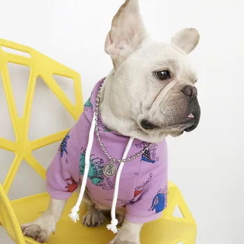 

Adult-pet Pet Dog Winter Clothes for Small Dogs French Bulldog Hoodies Dinosaur Prints Clothing Chihuahua Warm Coat Pug Costume