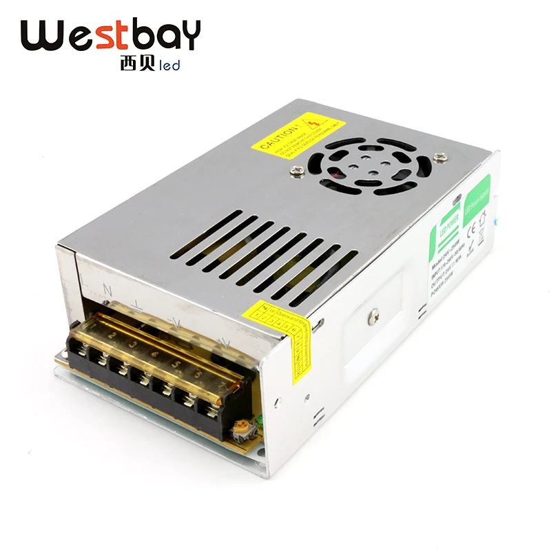 

Westbay Aluminum LED Driver 10.4A 24V Power Supply 250W Power Adapter 170-240V to 24V Transformer Adapter Switching For LED Lamp