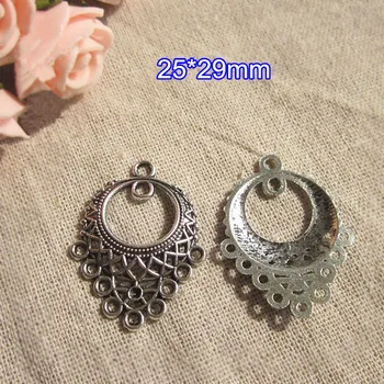 

Free Shipping- 40 pcs Antique Silver Multi-loop Earrings Connectors,25*29mm Zinc Alloy Metal Earrings Findings
