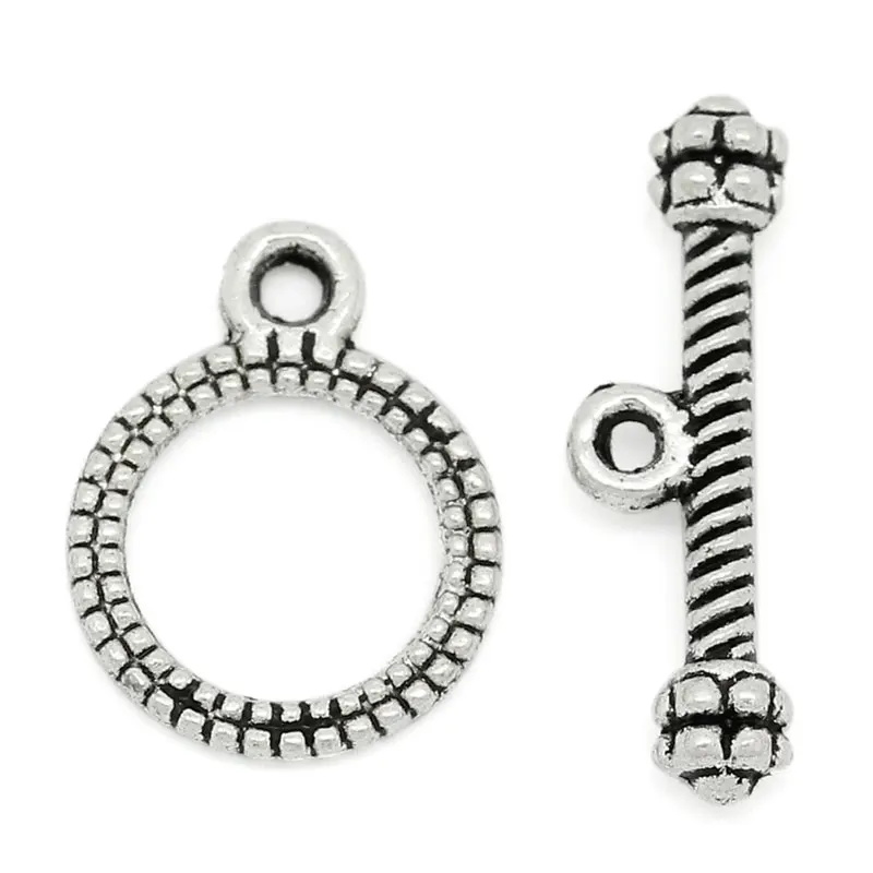 DoreenBeads заглушки из цинкового сплава круглые античные серебристые 13 мм X10 (4/8