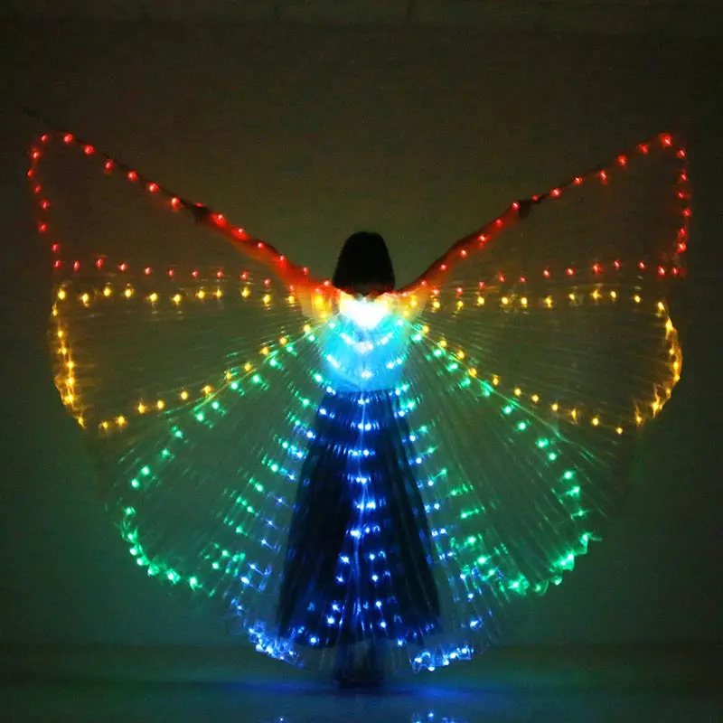 Танец живота Производительность Опора Для женщин аксессуары для танцев девочек диджей светодиодный крылья светильник до крыла костюм светодиодный бабочка Веер "крылья" в форме сердца - Цвет: Multicolor