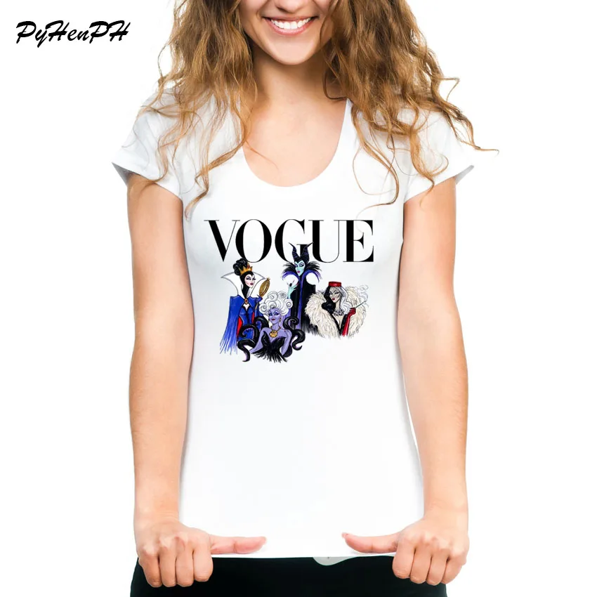 Vogue Evil queen, женская футболка, летняя, белая, футболка, женские топы, Ретро стиль, Хэллоуин, злодей, футболка, Femme Camiseta Mujer