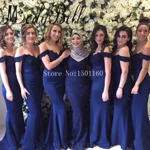 Navy Blue Bridesmaid Dresses 2017 Robe De Mariage Appliques Beading Mermaid Bridesmaid Dress Vestido De Festa De Casamento